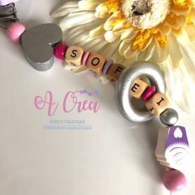 HEART CLIP Lila 'silver, fuchsia, pink, mini ring'