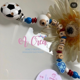 FOOTBALL CLIP '3D bear white, blue, bordeaux'